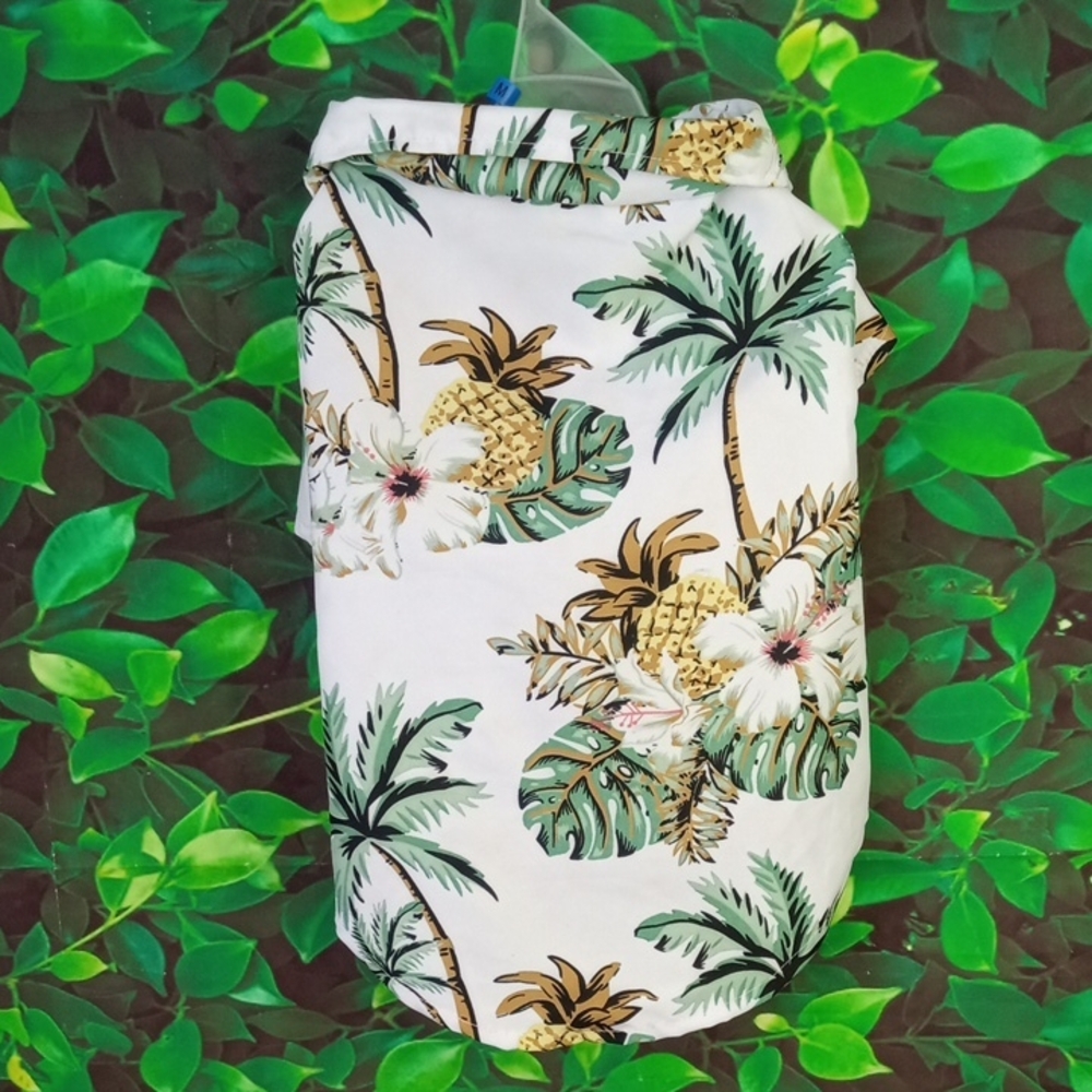 🐾 Dog Shirt Tropical Pineapple & Palm Print